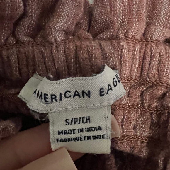 American Eagle Striped Paperbag Cotton/Linen Blend Pants Rust Small - Picture 9 of 10